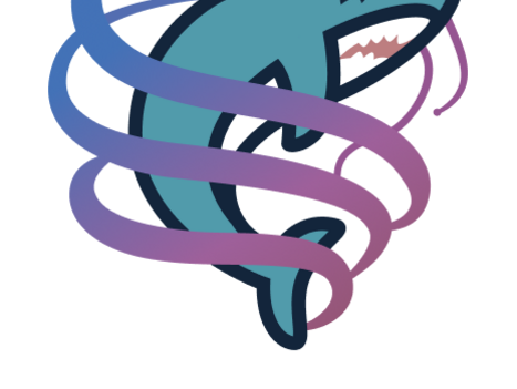 Colorful cartoon shark logo