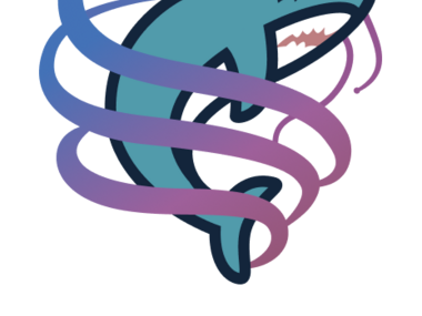 Colorful cartoon shark logo