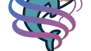 Colorful cartoon shark logo